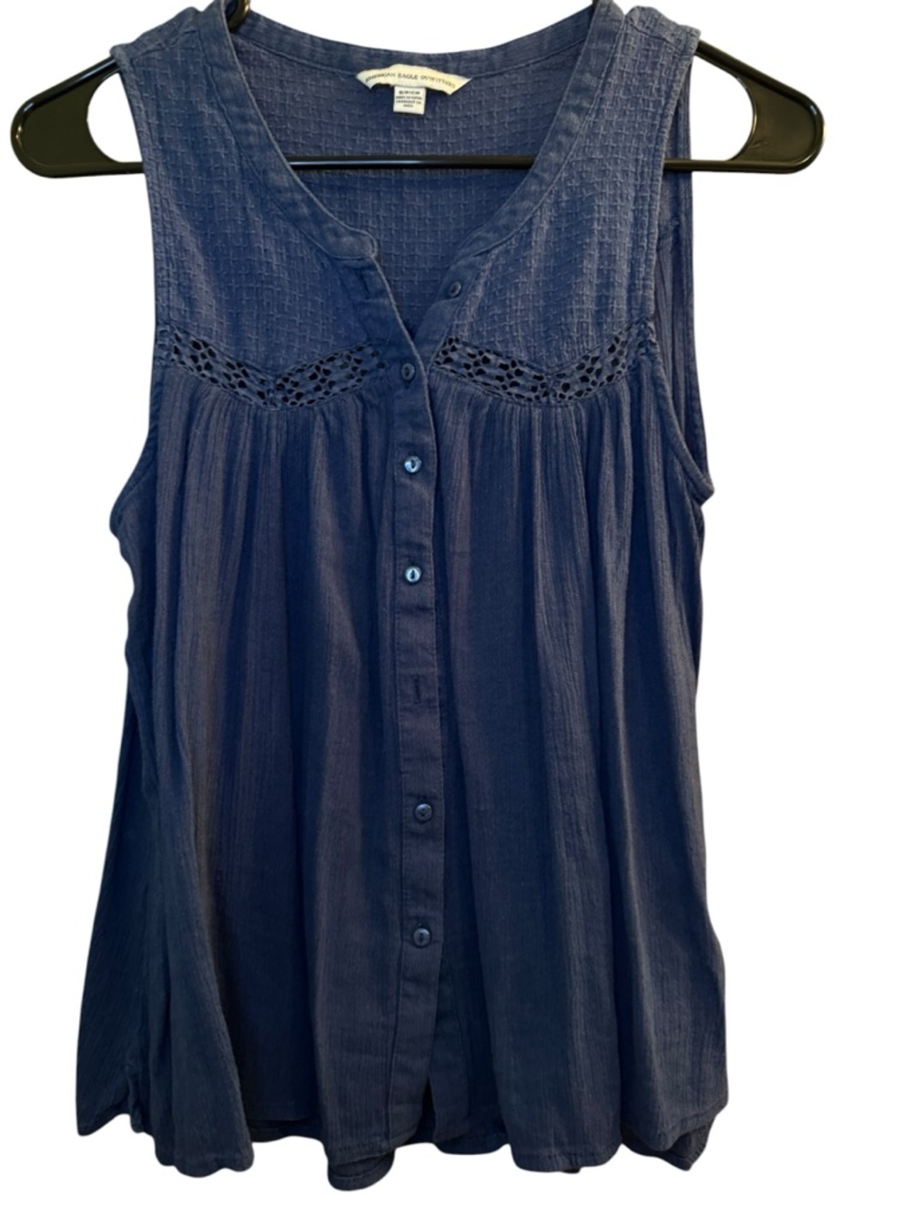 American Eagle Outfitters Navy Sleeveless Button-Front Tank Top